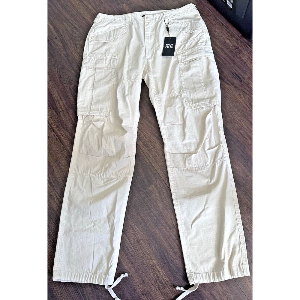 Frye Men's 100 % Cotton Essential Six-Pocket Cargo Pants Off White 34x32